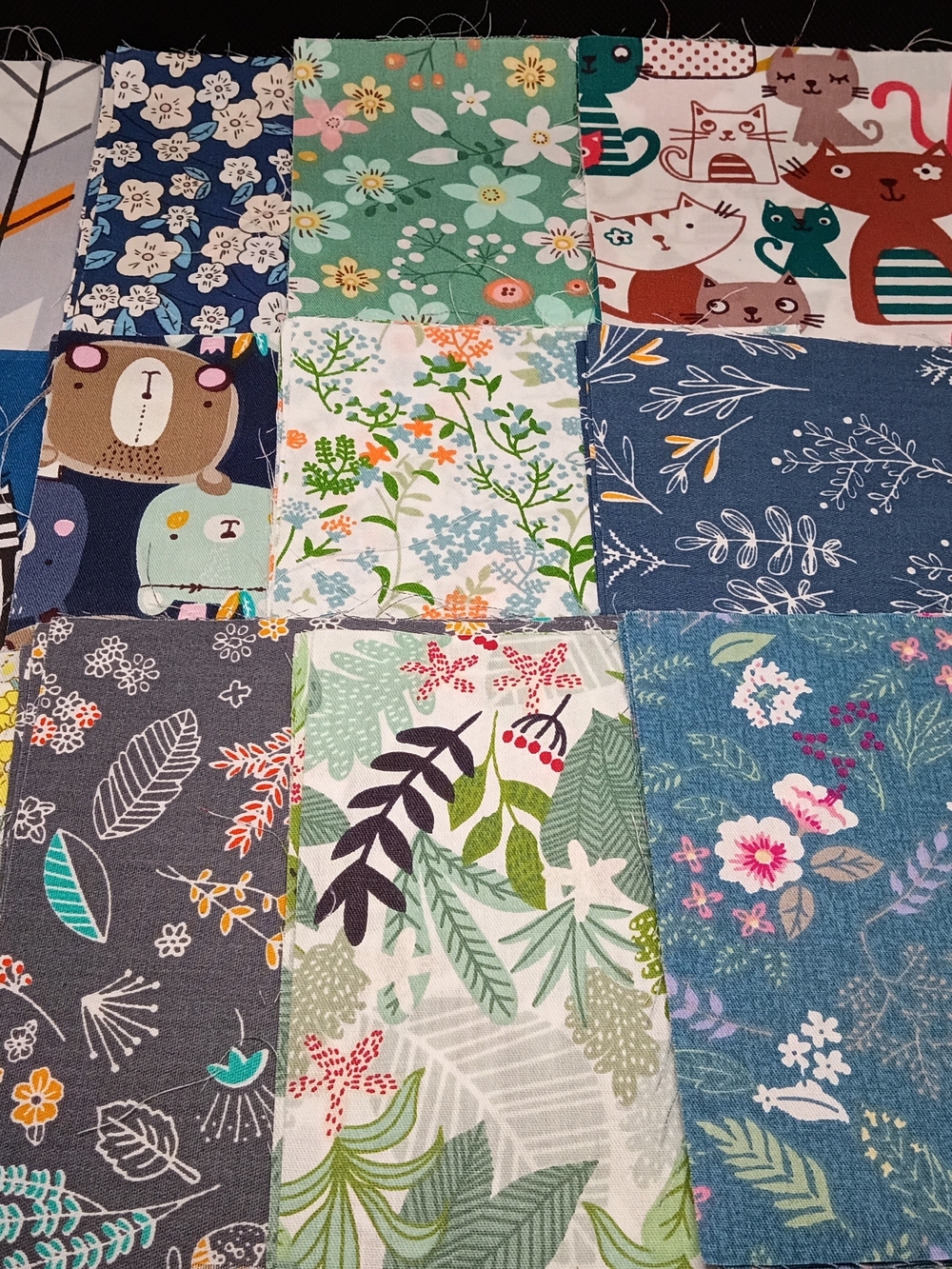 Assorted Floral and Animal Print Quilting Fabric Squares - Multi-Color